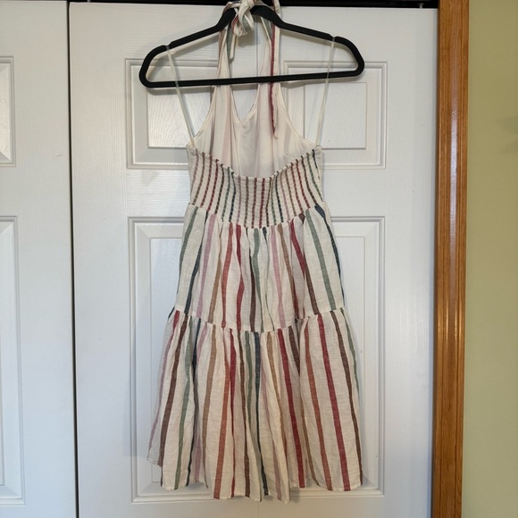American Eagle Linen Blend Striped Halter Dress - Picture 3 of 6